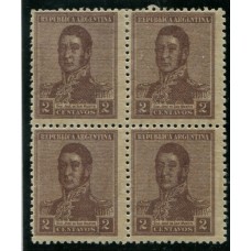 ARGENTINA 1918 GJ 481 FILIGRANA W. BOND EN 4 SELLOS D. 13 x 12 HERMOSA PIEZA
